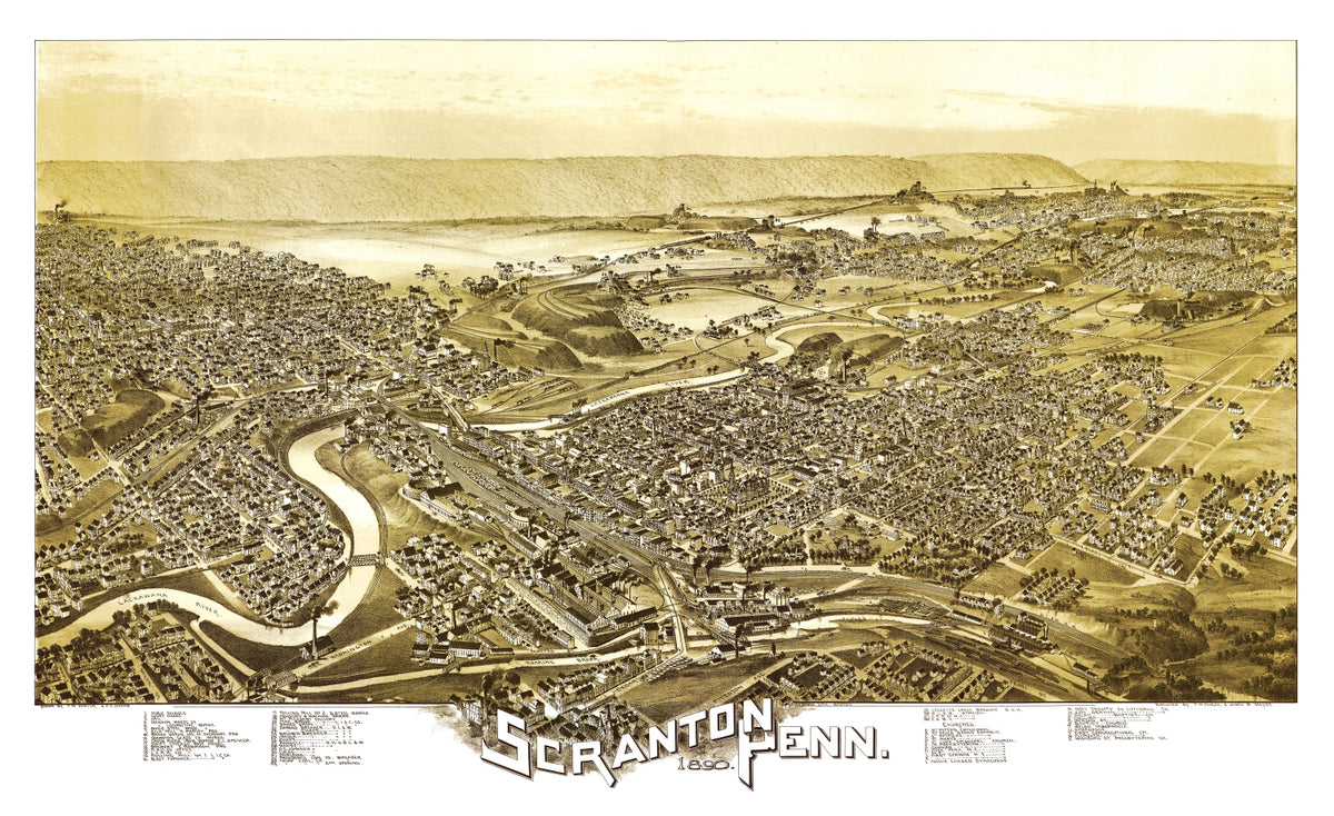 Preview of Vintage Map of Scranton, Pennsylvania 1890