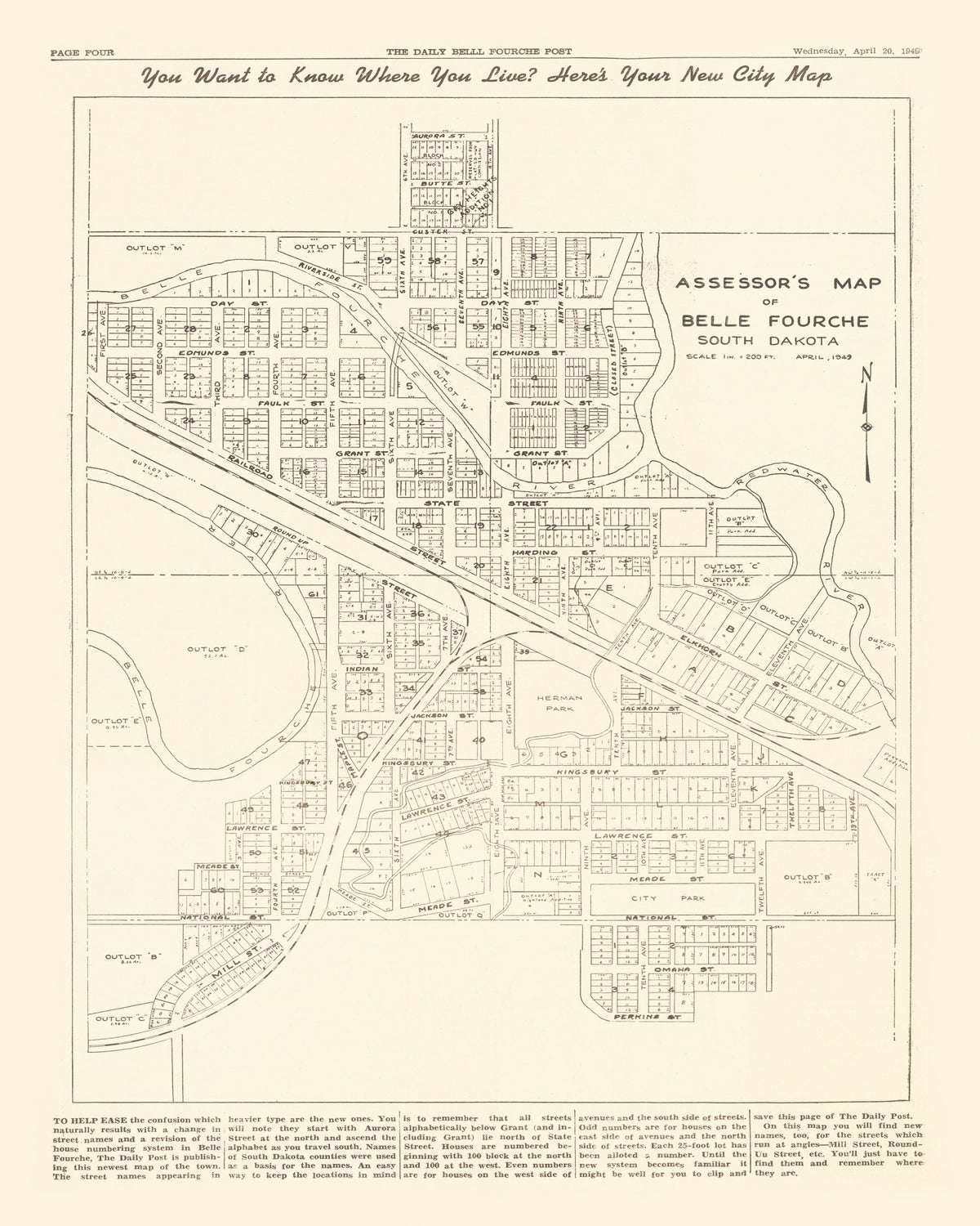 Preview of Vintage Map of Belle Fourche, South Dakota 1949