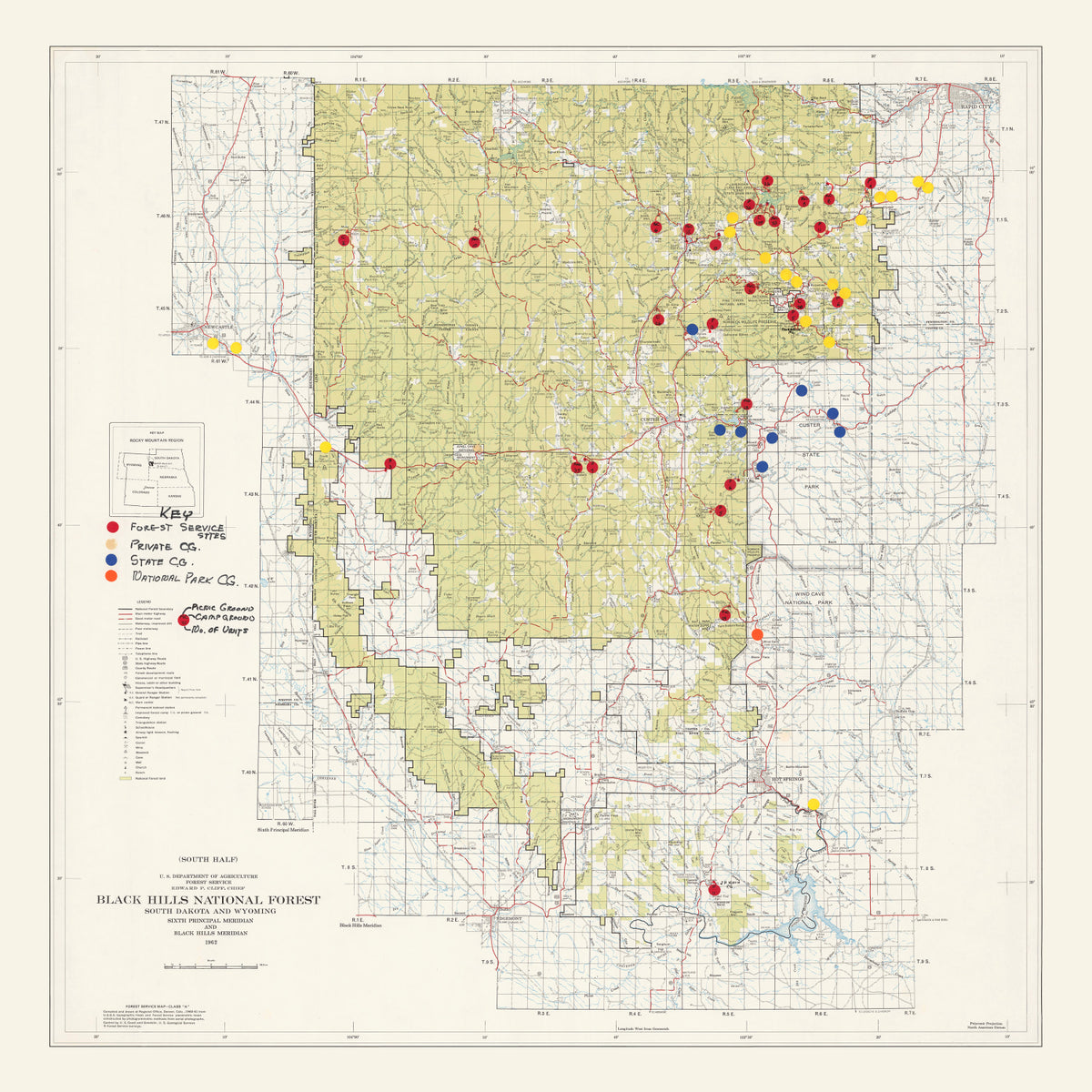 Preview of Vintage Black Hills National Forest Map 1962