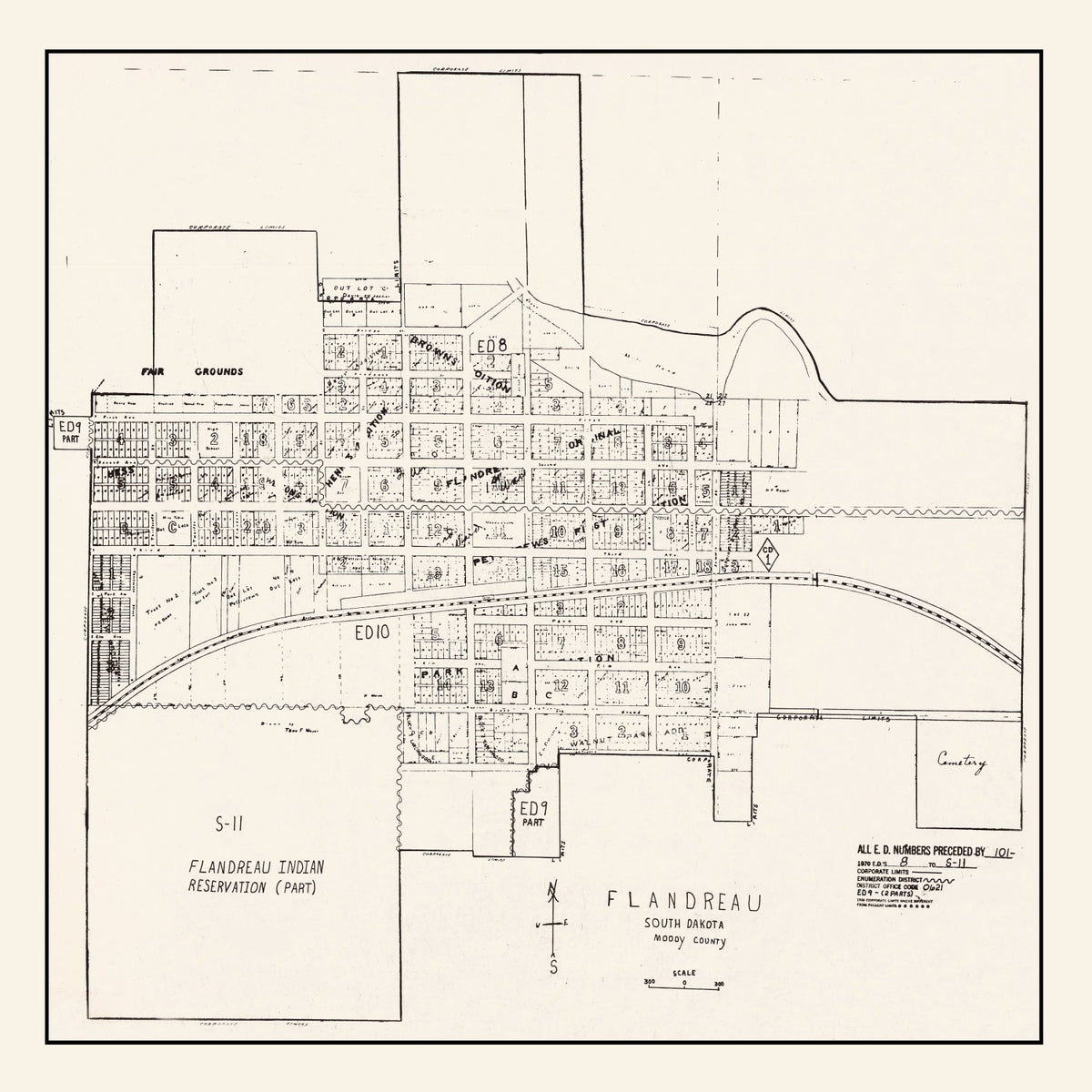Preview of Vintage Map of Flandreau, South Dakota 1970