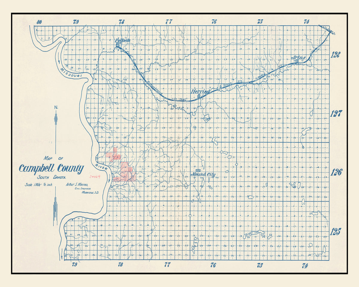Preview of Vintage Map of Campbell County, South Dakota 1947