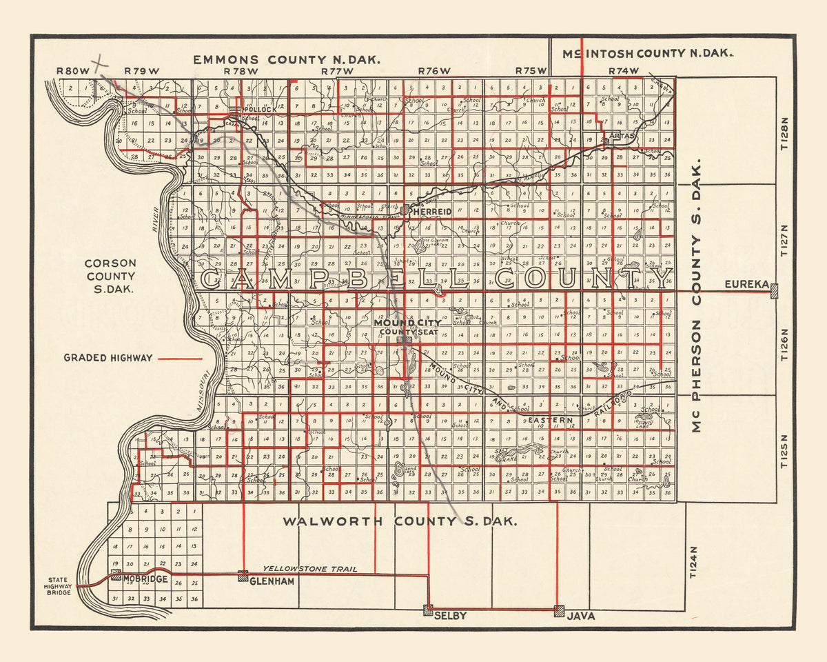 Preview of Vintage Map of Campbell County, South Dakota 1900