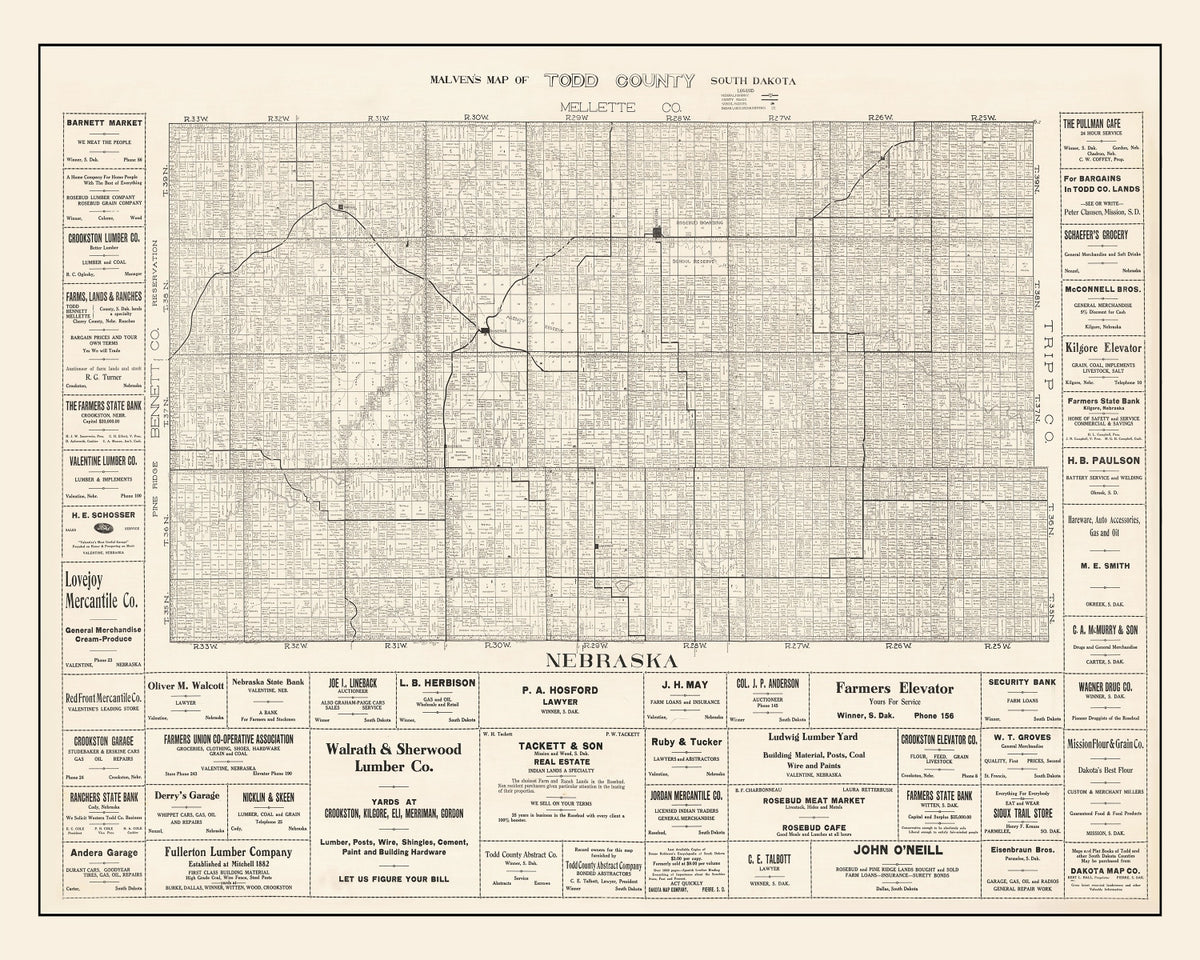 Preview of Vintage Map of Todd County, South Dakota 1925