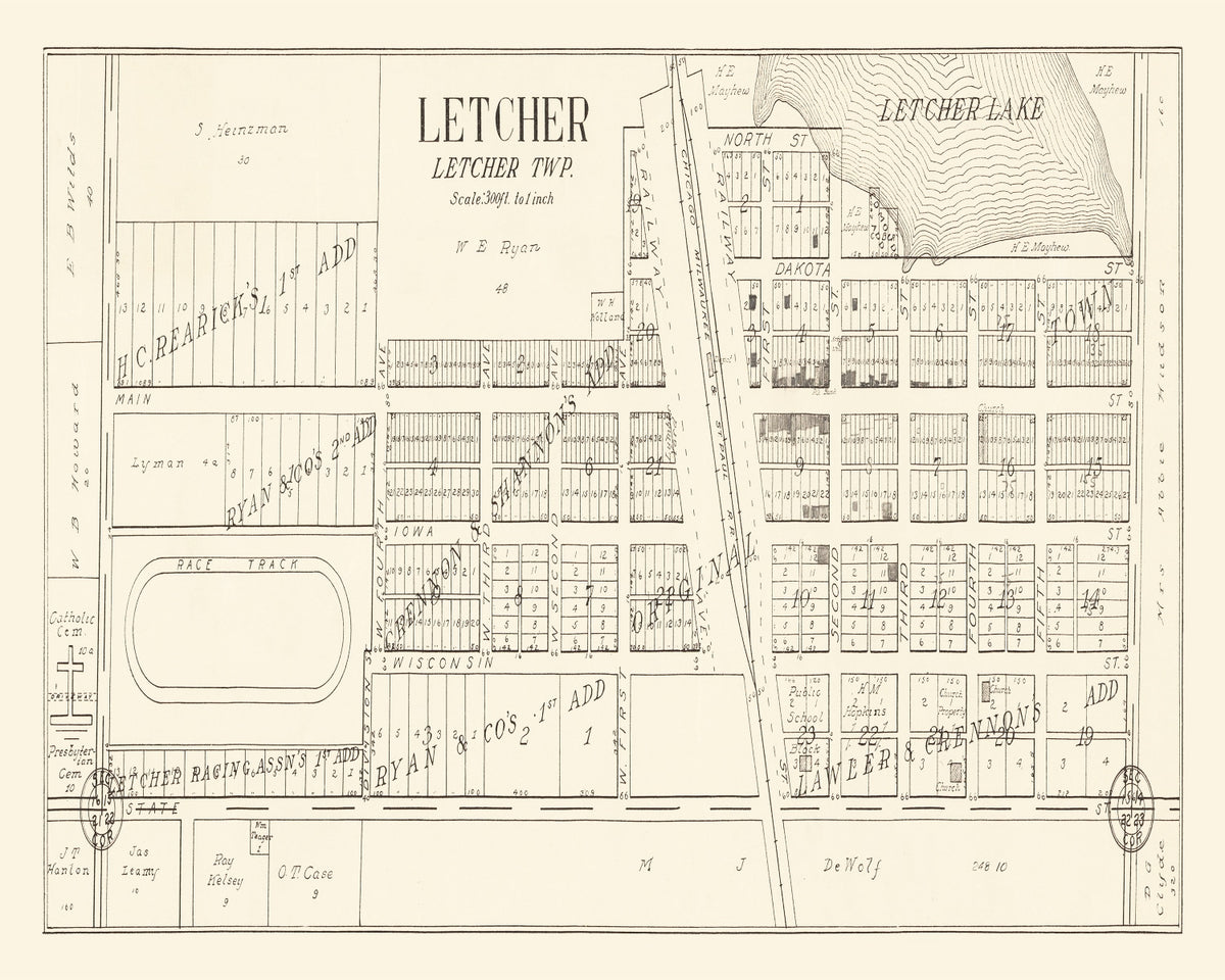 Preview of Vintage Map of Letcher, South Dakota 1884
