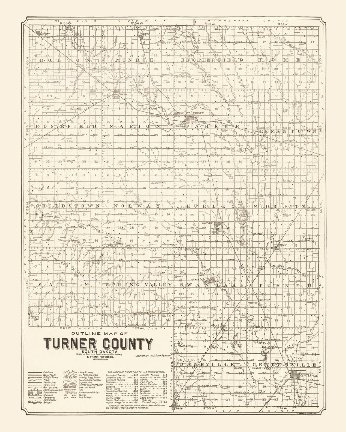 Preview of Vintage Map of Turner County, South Dakota 1901