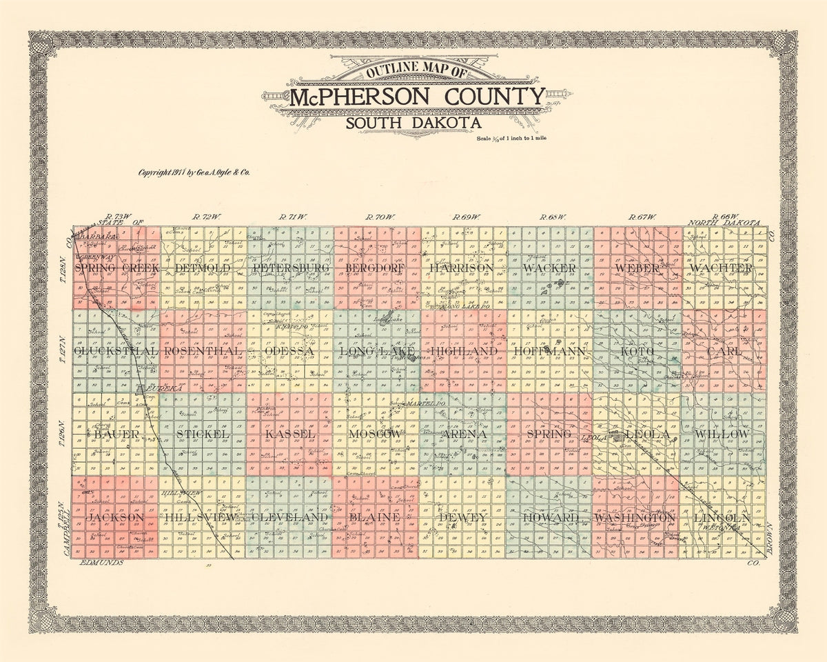 Preview of Vintage Map of McPherson County, South Dakota 1911