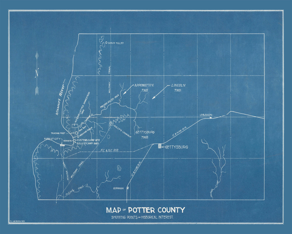 Preview of Vintage Map of Potter County, South Dakota 1894