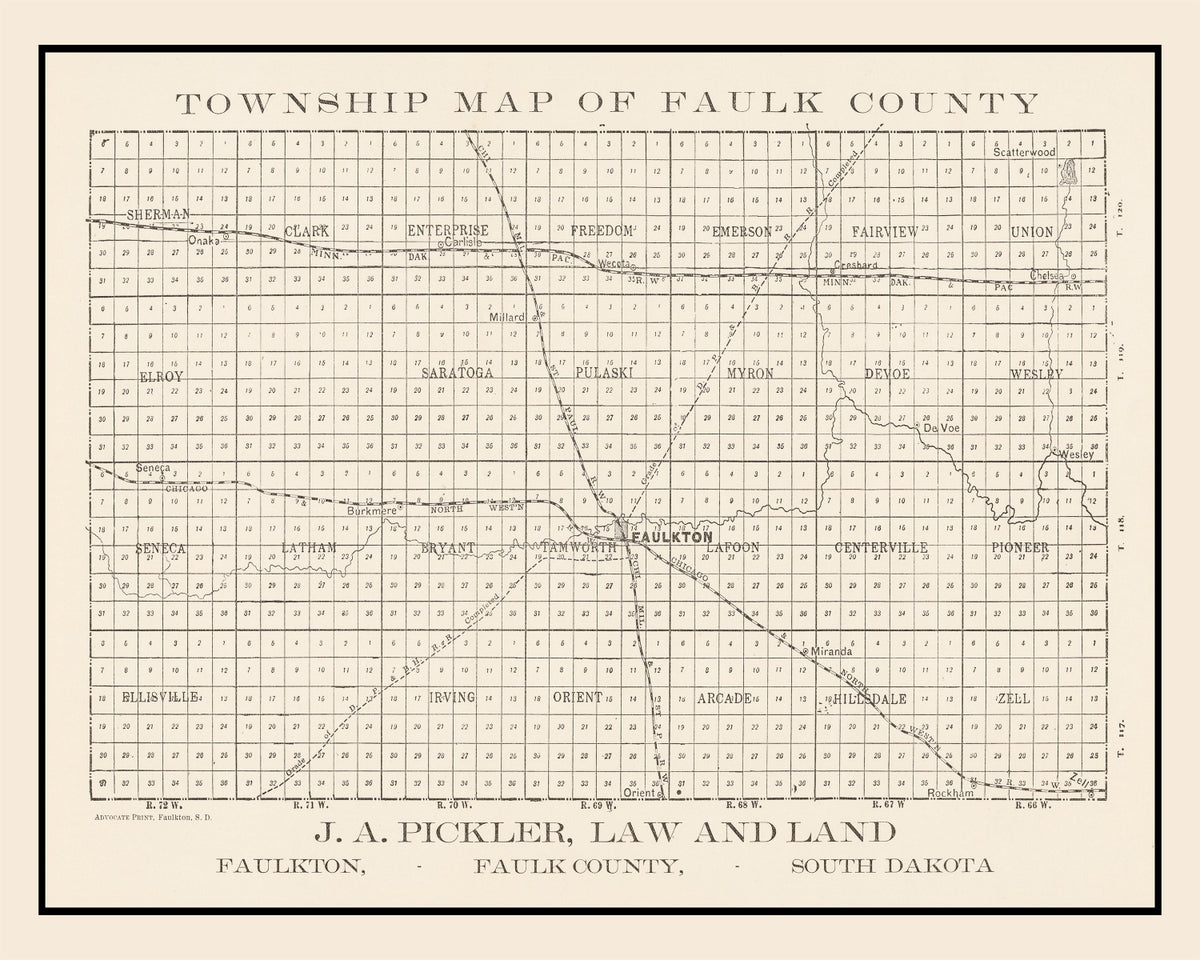 Preview of Vintage Map of Faulk County, South Dakota 1900