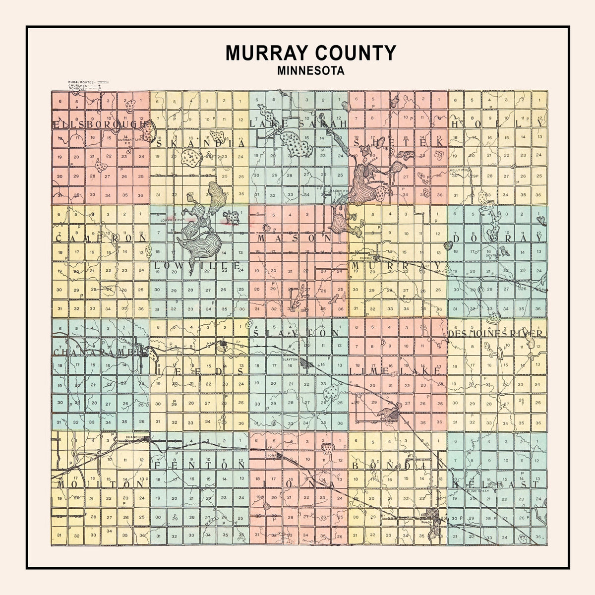 Preview of Vintage Map of Murray County, Minnesota 1907