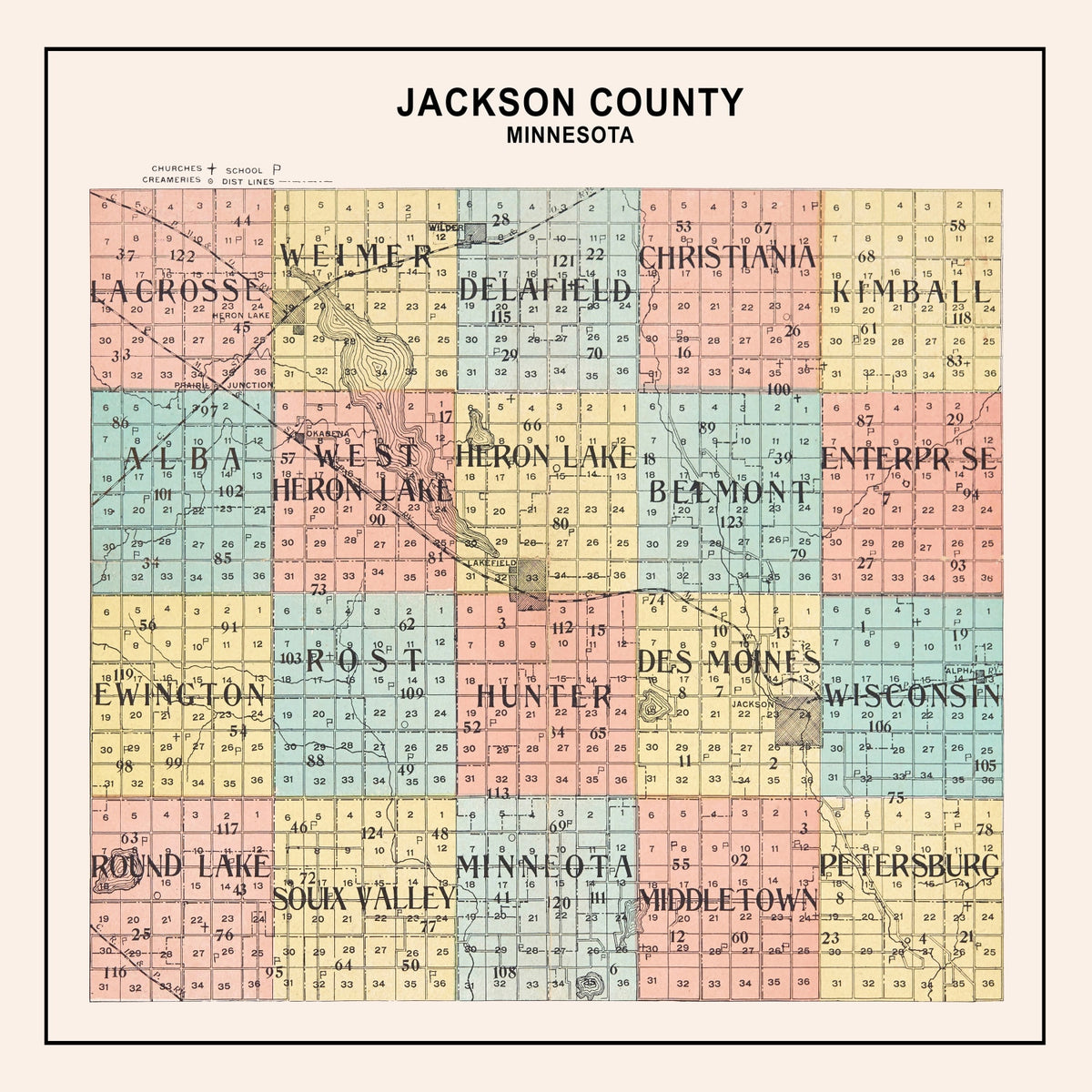 Preview of Vintage Map of Jackson County, Minnesota 1907
