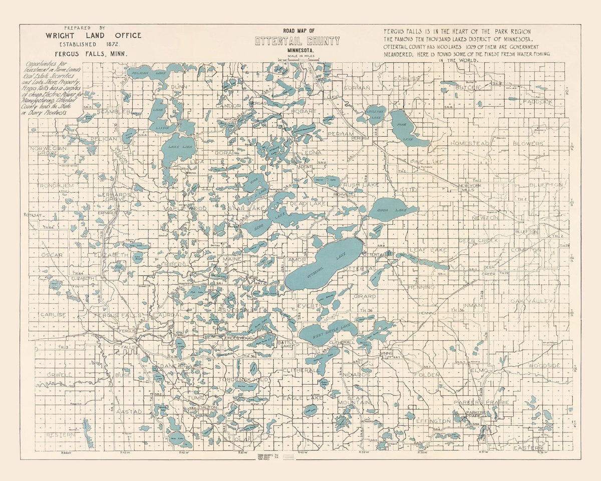 Preview of Vintage Map of Ottertail County, Minnesota 1920