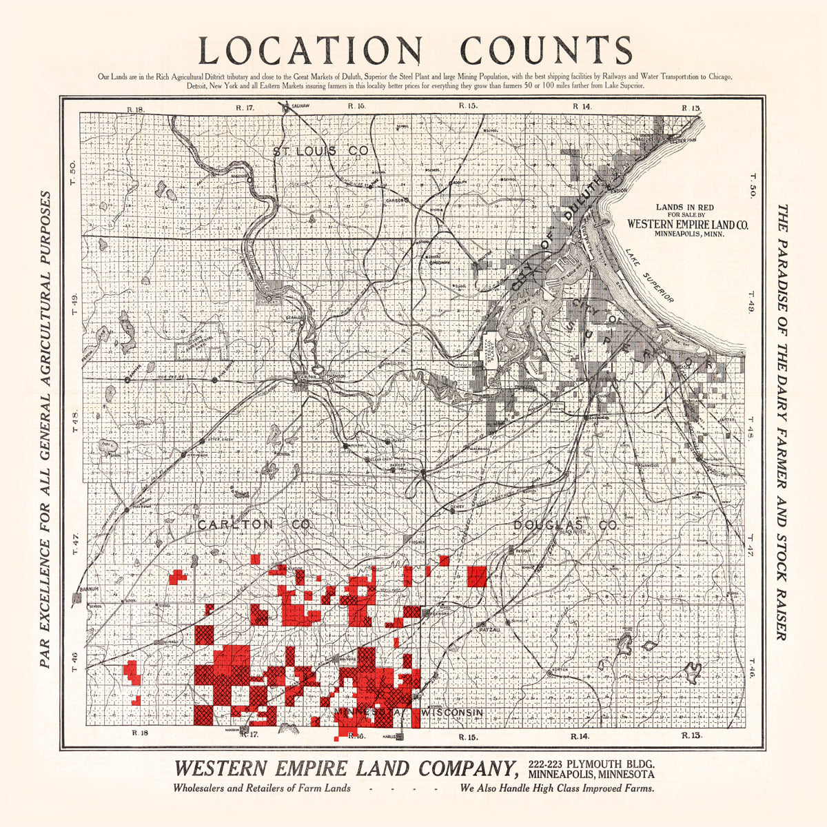 Preview of Vintage Map of Carlton County, Minnesota 1919