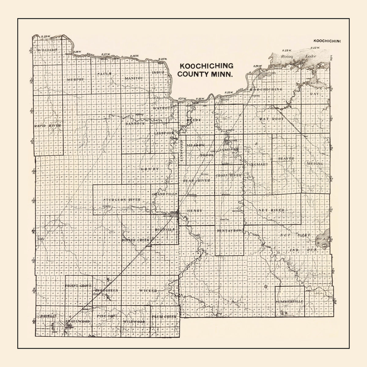 Preview of Vintage Map of Koochiching County, Minnesota 1919