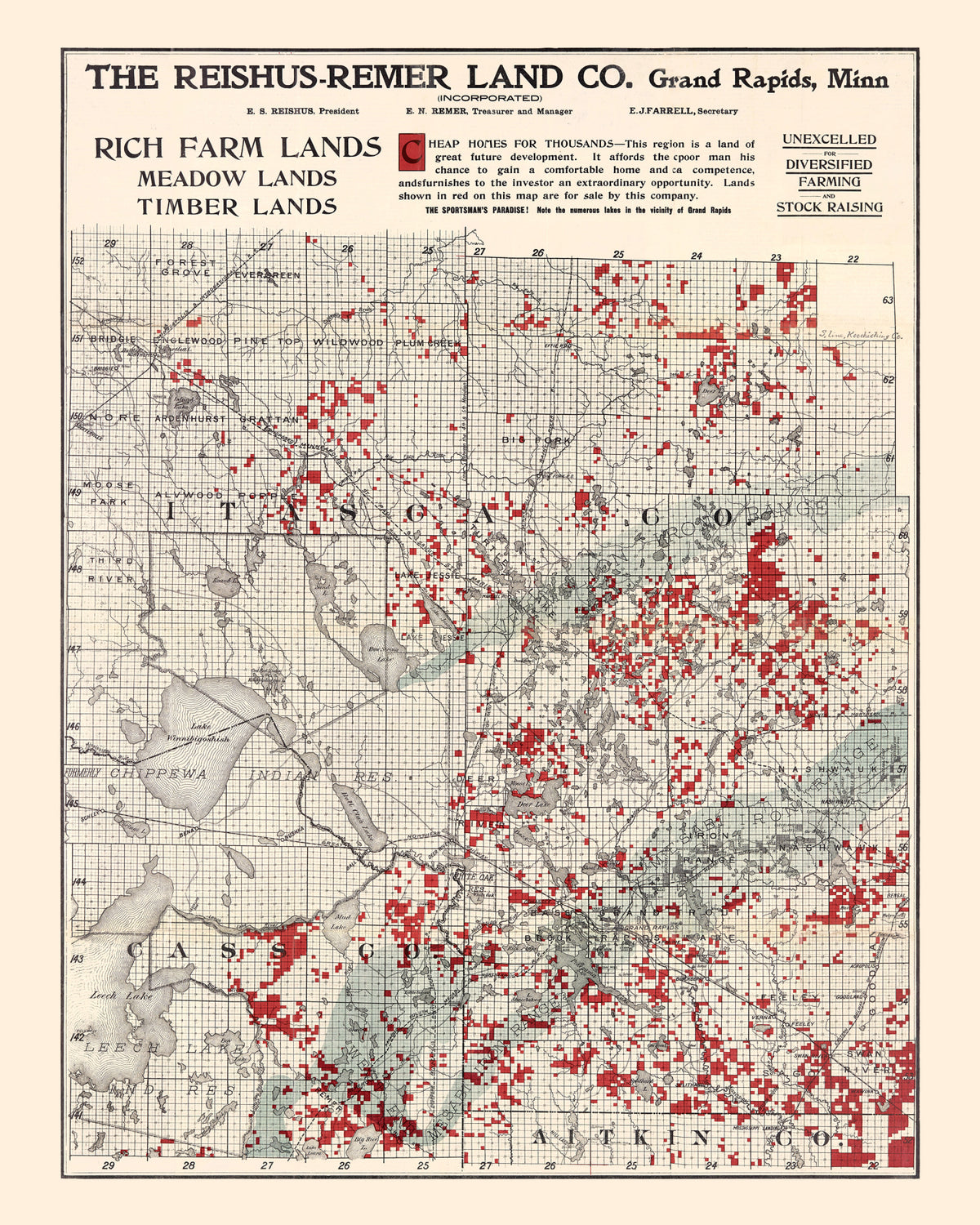 Preview of Vintage Map of Itasca County, Minnesota 1908