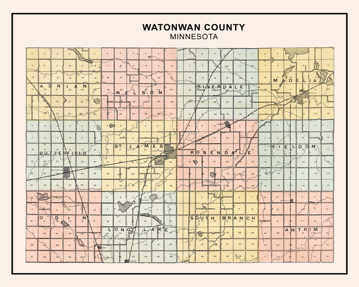 Preview of Vintage Map of Watonwan County, Minnesota 1907