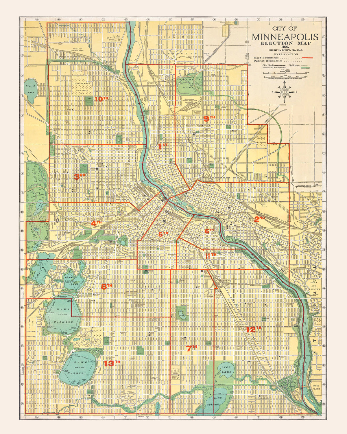 Preview of Vintage Map of Minneapolis, Minnesota 1924
