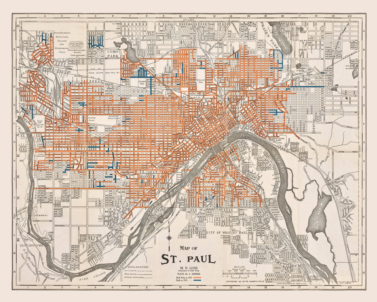 Preview of Vintage Map of St. Paul, Minnesota 1915