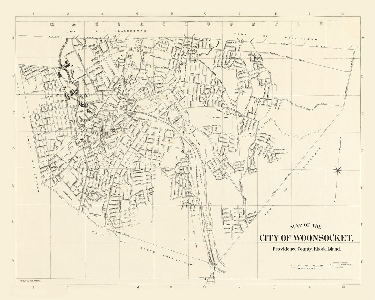 Preview of Vintage Map of Woonsocket, Rhode Island 1929