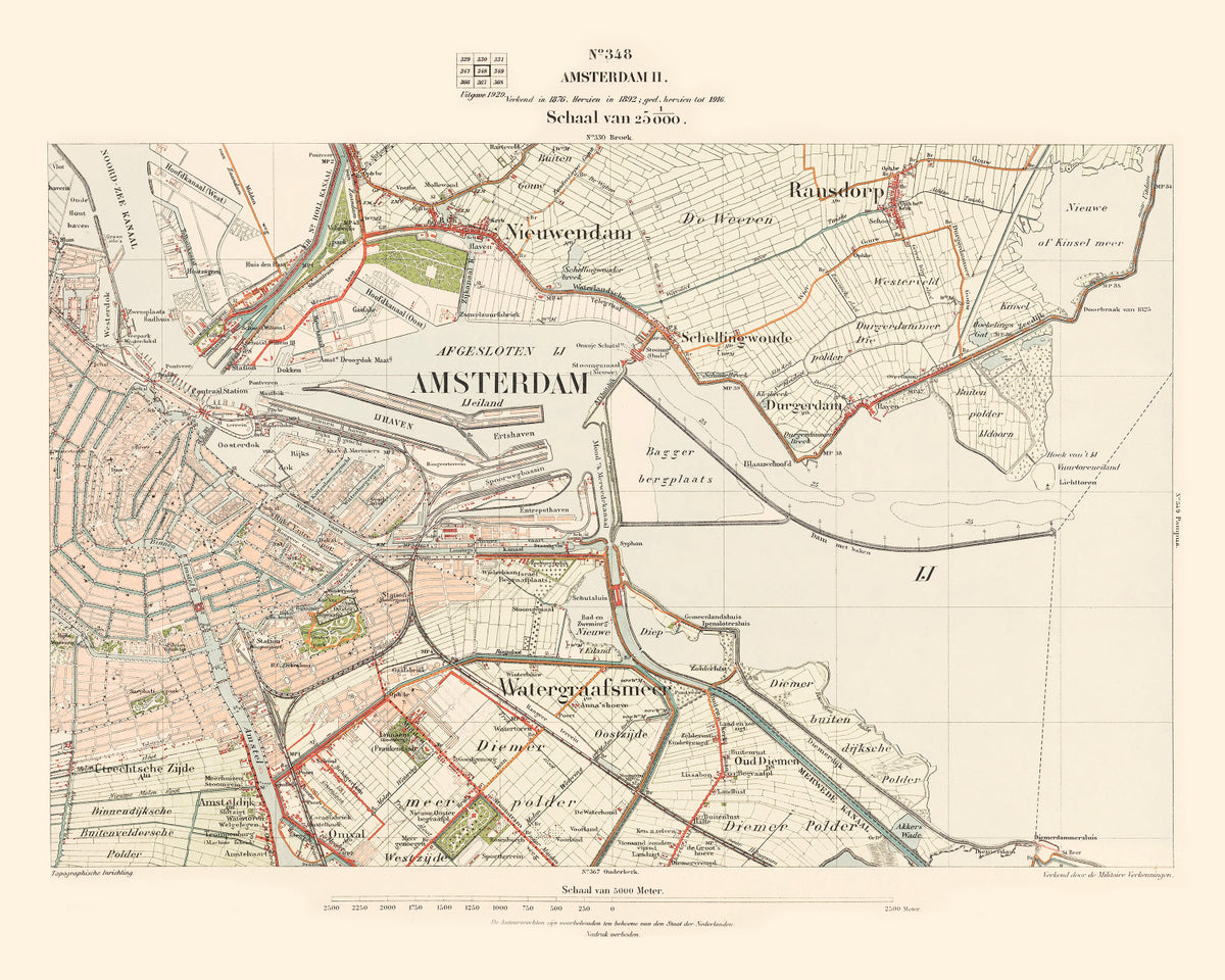 Preview of Vintage Map of Amsterdam, Netherlands 1929