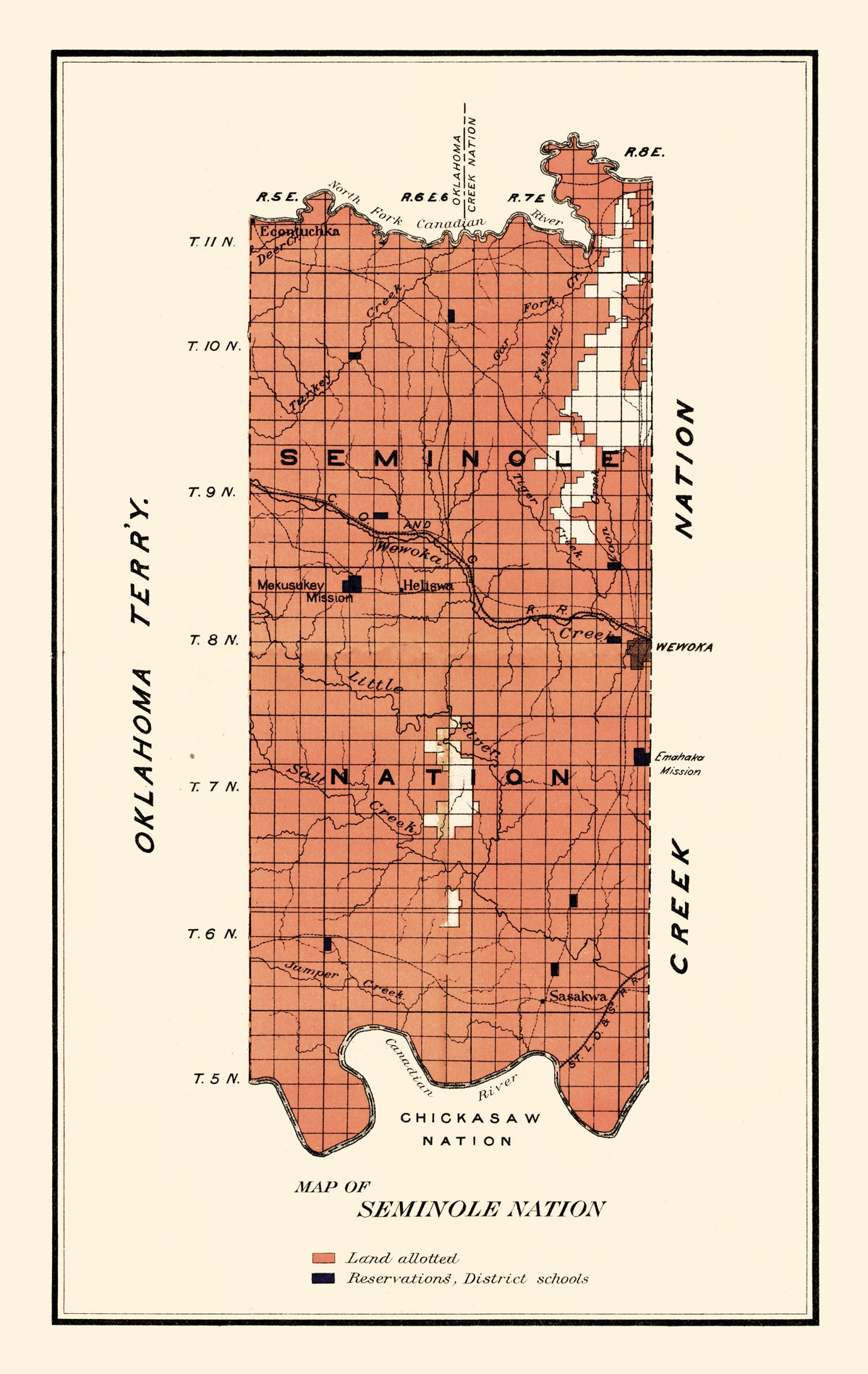 Preview of Vintage Seminole Nation Map 1903