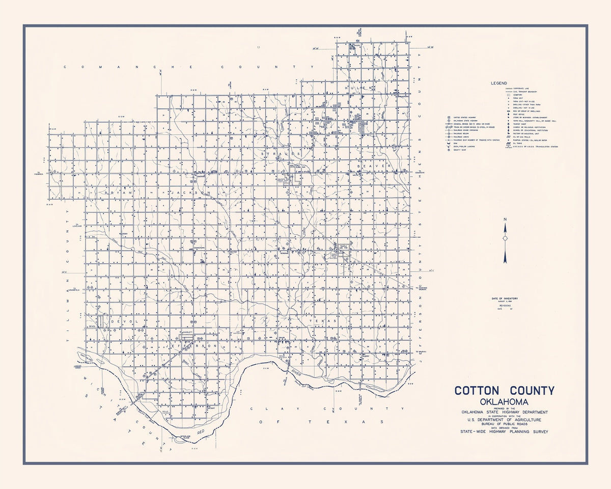 Preview of Vintage Map of Cotton County, Oklahoma 1936