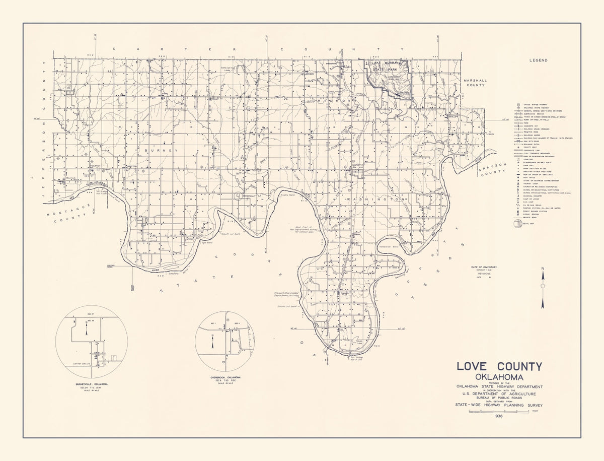 Preview of Vintage Map of Love County, Oklahoma 1936