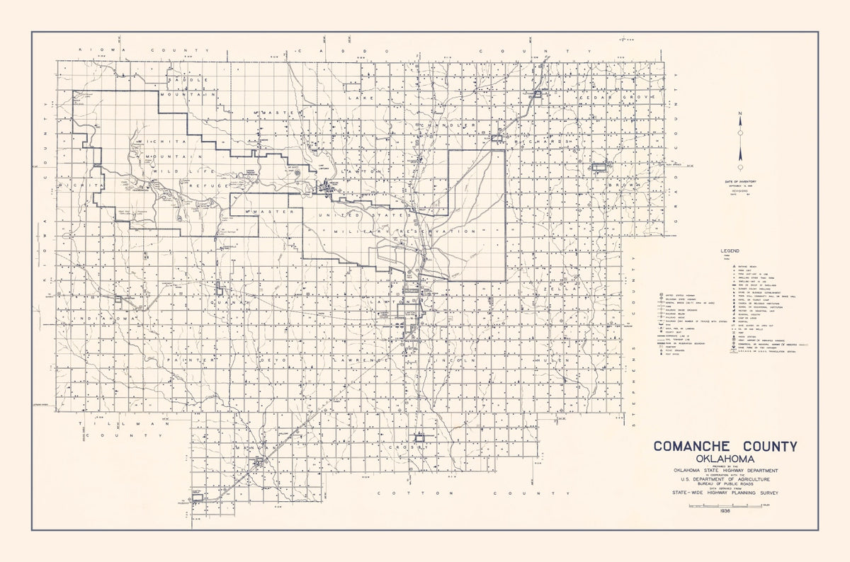 Preview of Vintage Map of Comanche County, Oklahoma 1936
