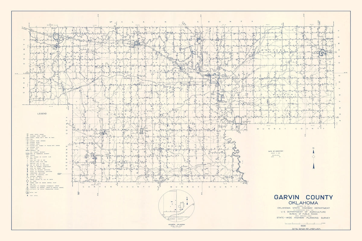 Preview of Vintage Map of Garvin County, Oklahoma 1936