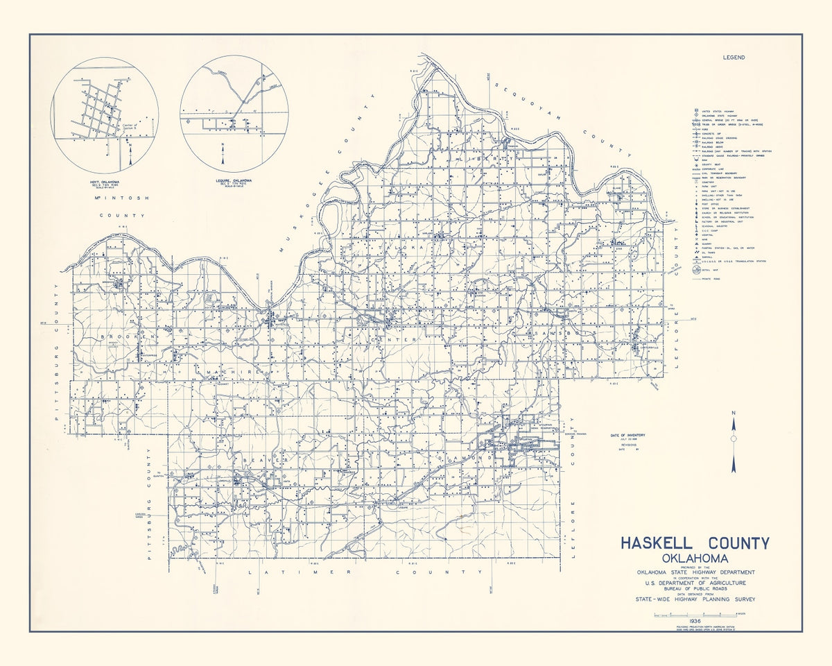 Preview of Vintage Map of Haskell County, Oklahoma 1936