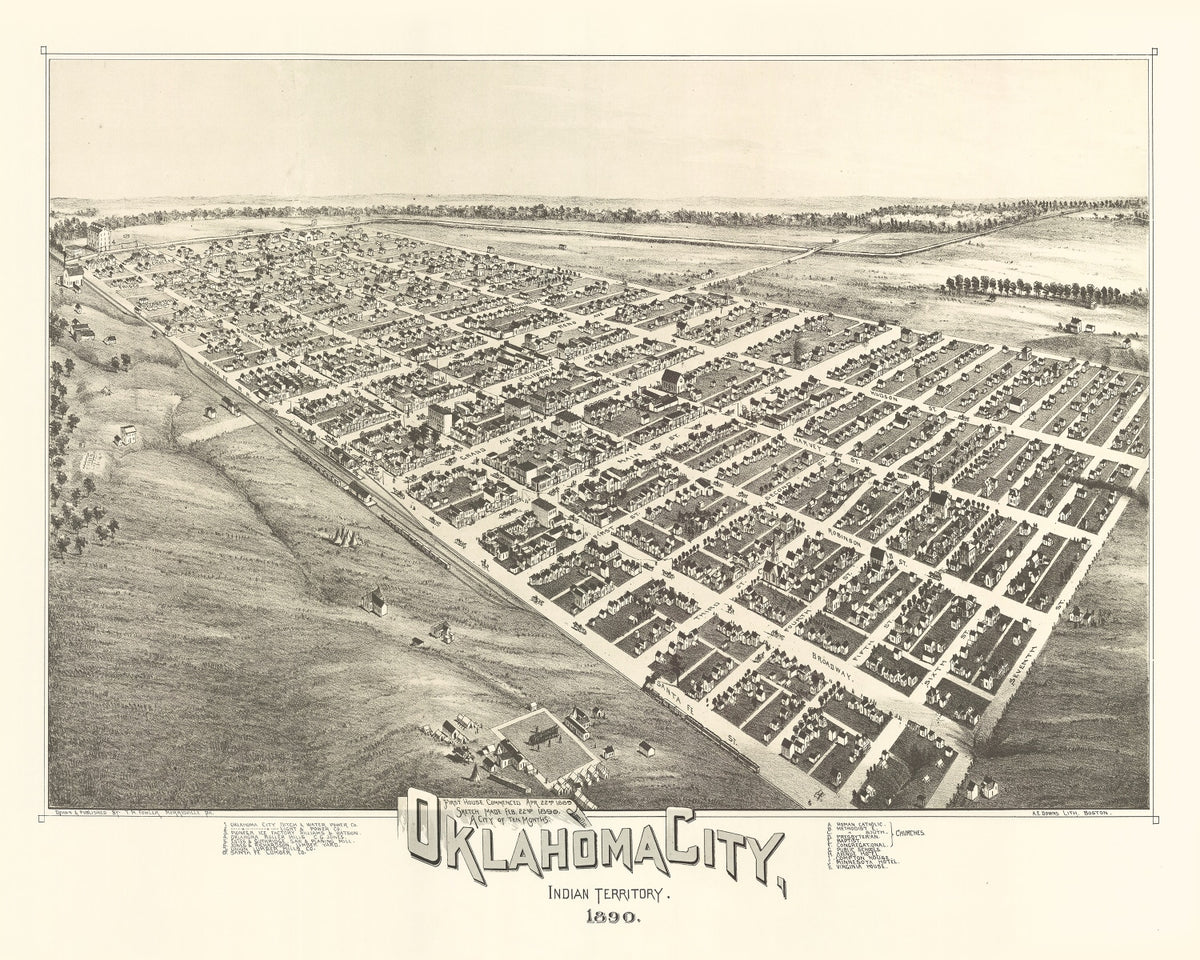 Preview of Vintage Map of Oklahoma City, Oklahoma 1890