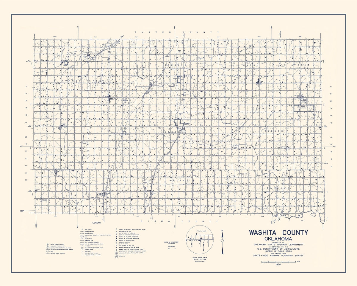 Preview of Vintage Map of Washita County, Oklahoma 1936