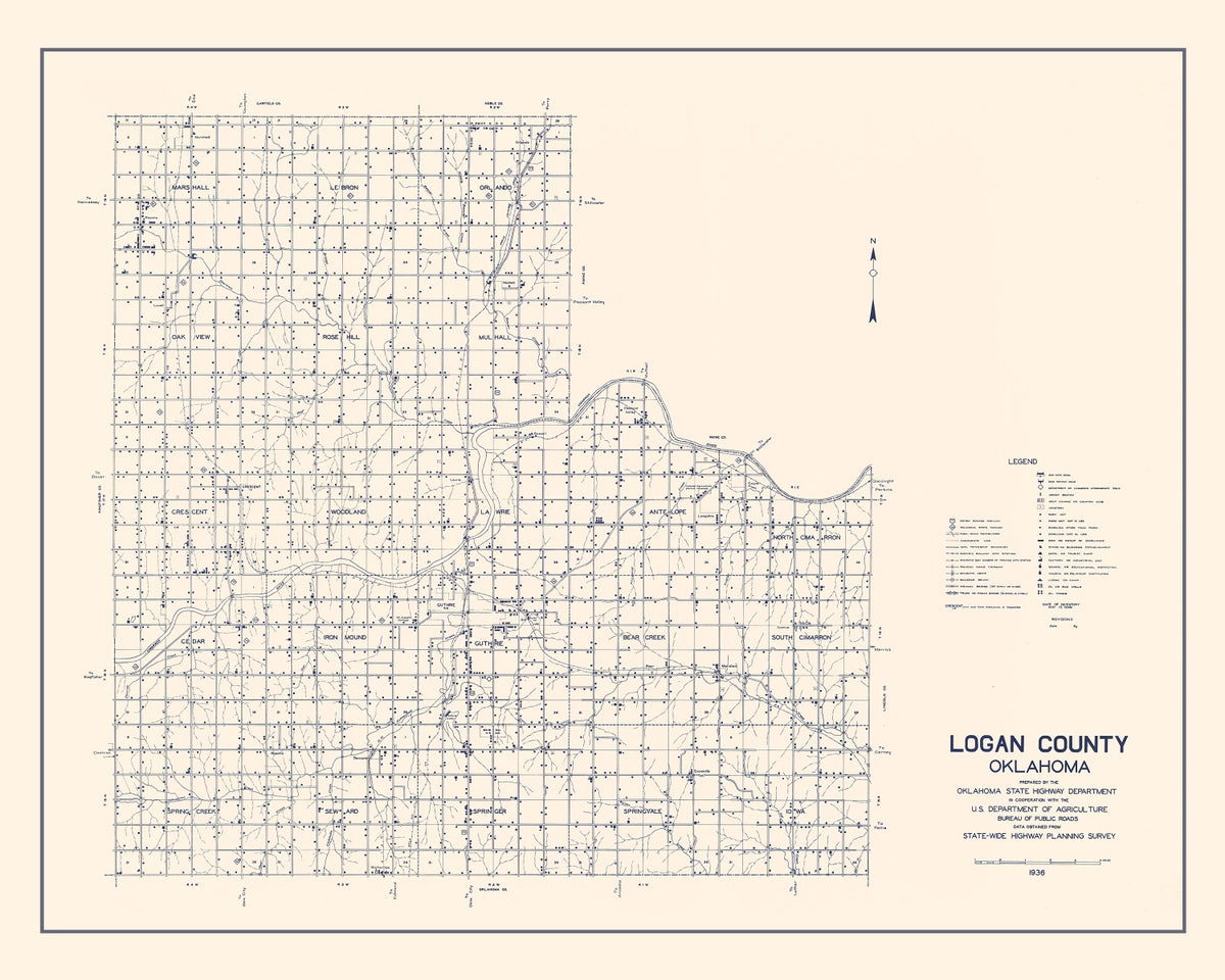 Preview of Vintage Map of Logan County, Oklahoma 1936