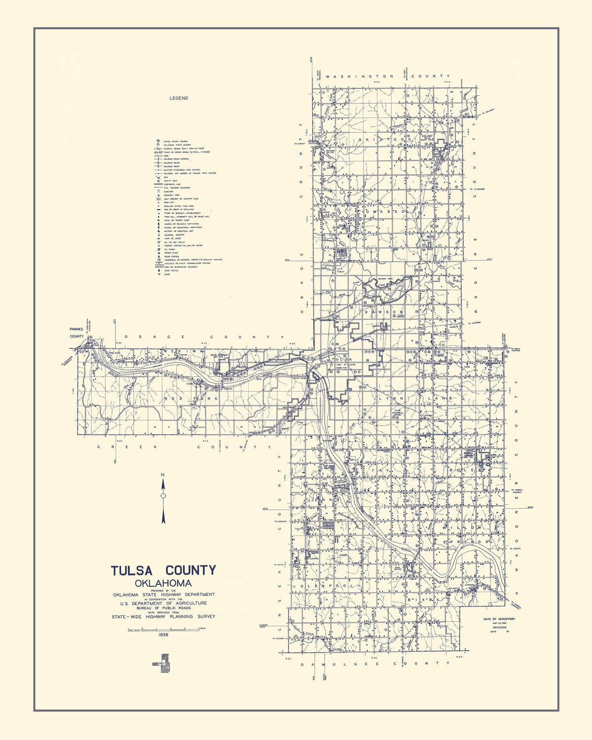Preview of Vintage Map of Tulsa County, Oklahoma 1936