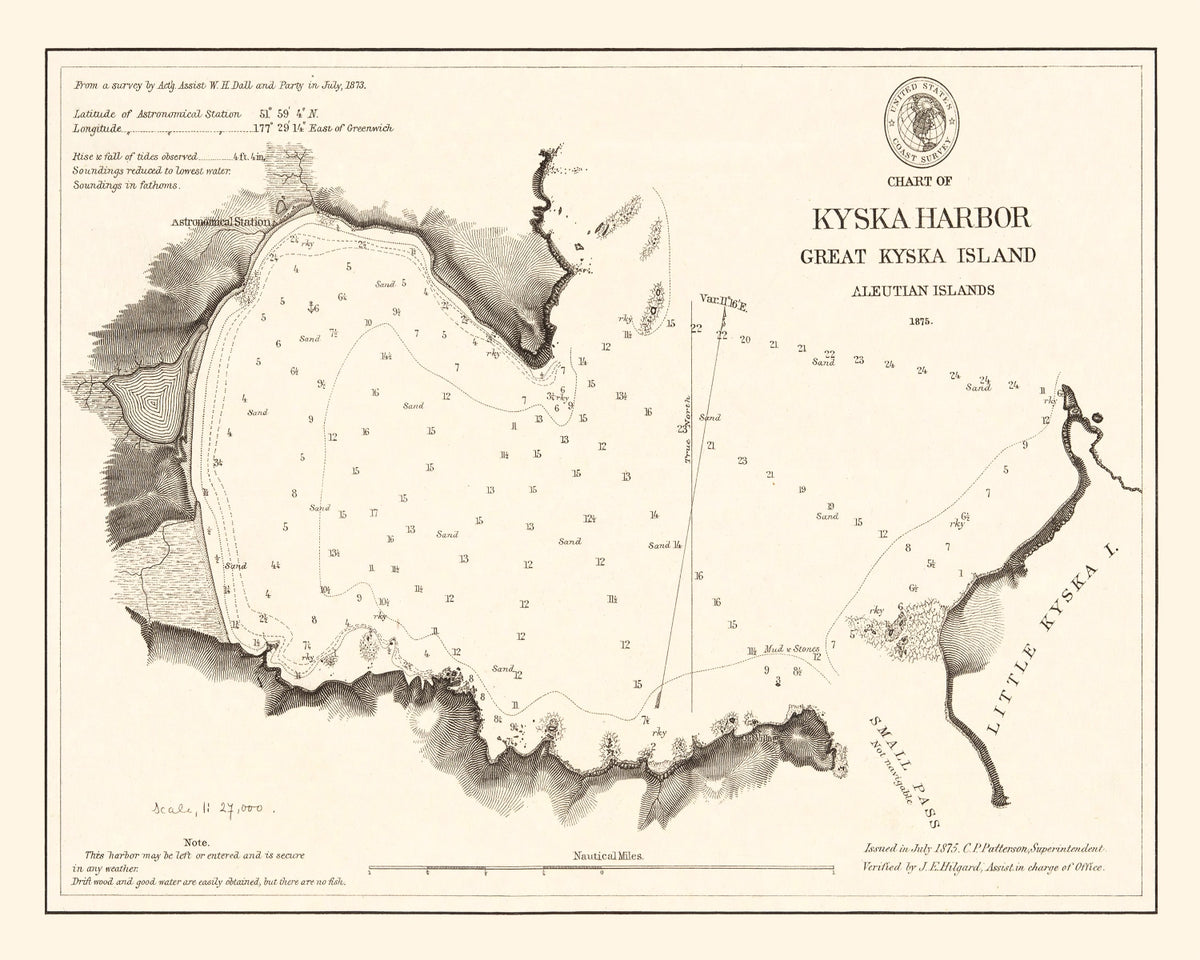 Preview of Vintage Kyska Harbor Map 1875