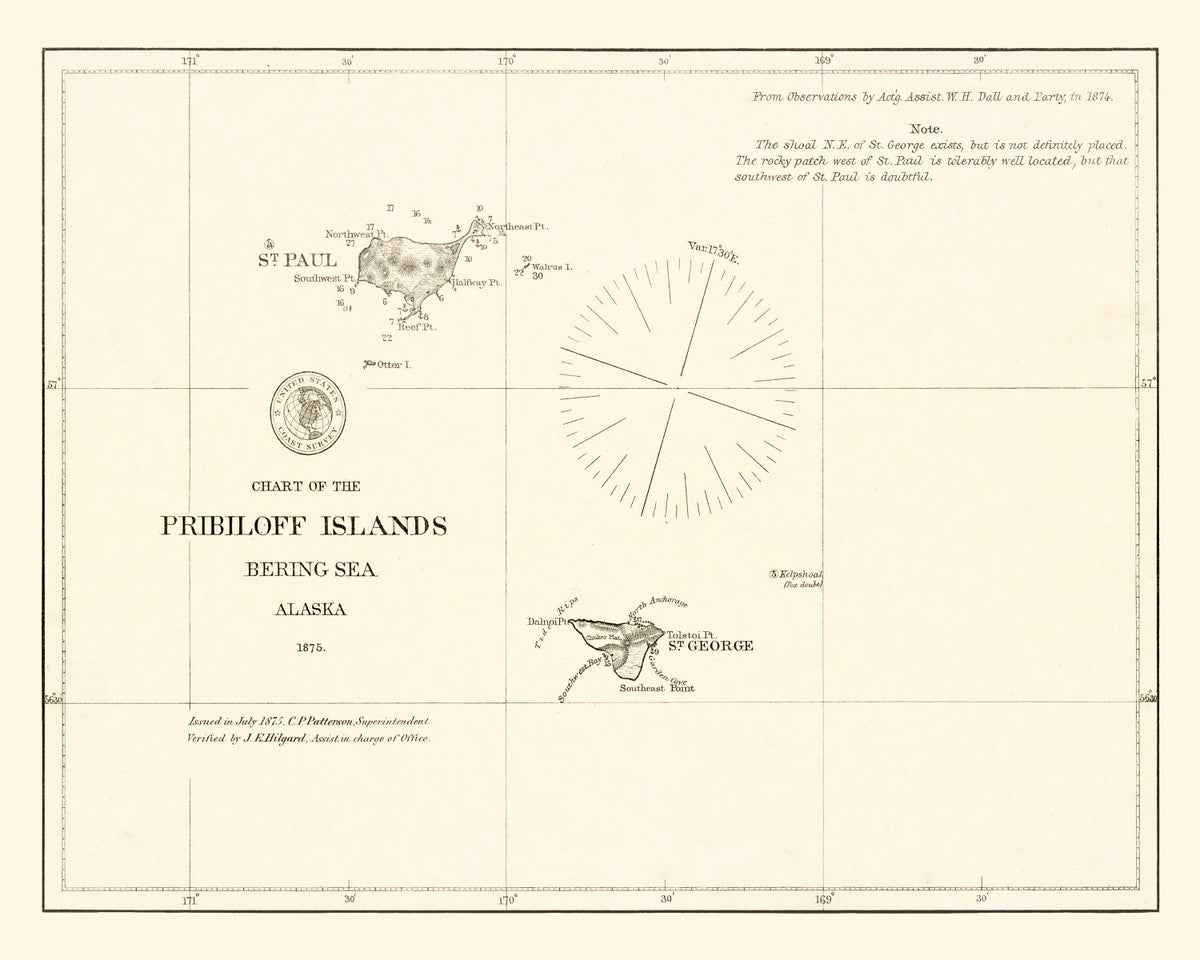 Preview of Vintage Pribiloff Islands, AK Map 1875