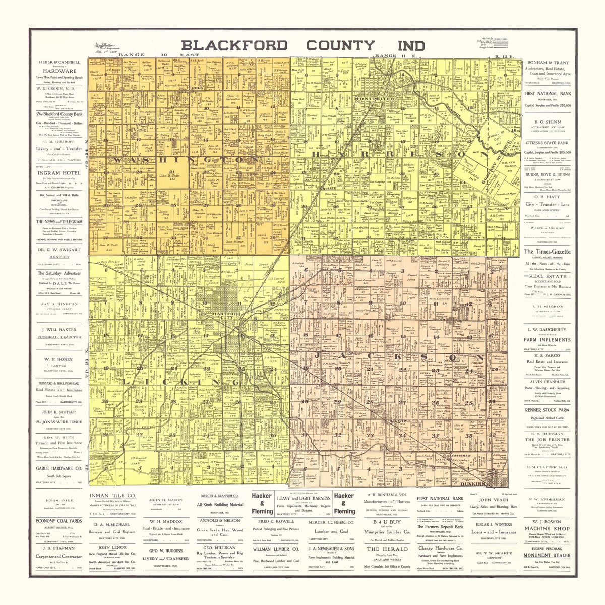 Preview of Vintage Map of Blackford County, Indiana 1905