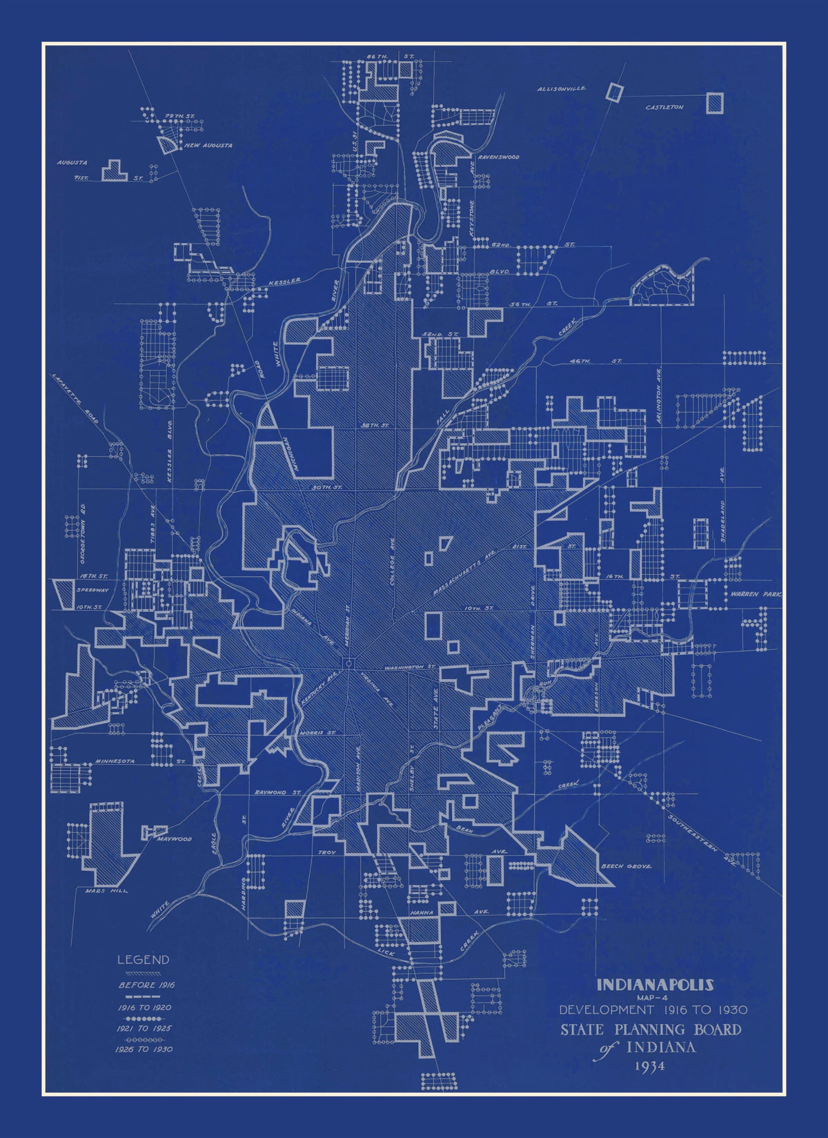 Preview of Vintage Map of Indianapolis, Indiana 1934
