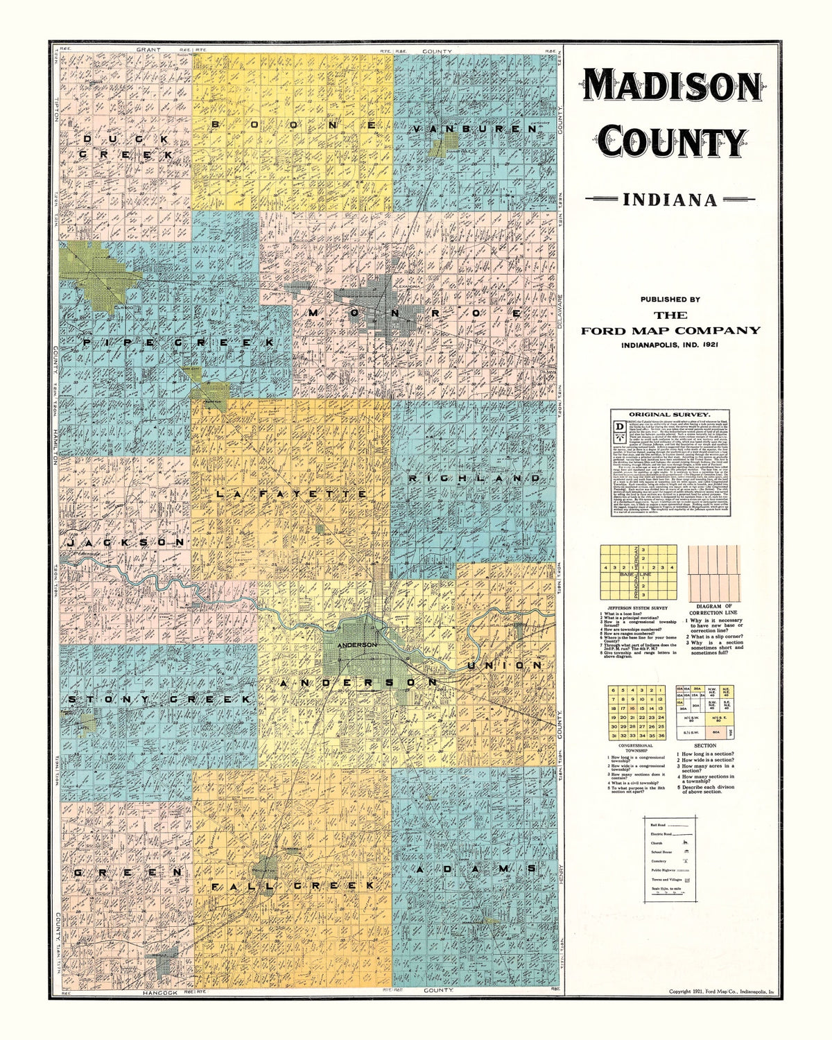 Preview of Vintage Map of Madison County, Indiana 1921