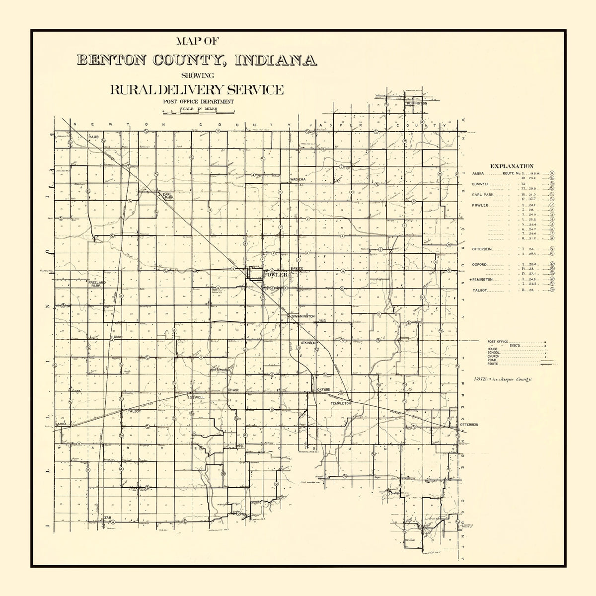 Preview of Vintage Map of Benton County, Indiana 1909