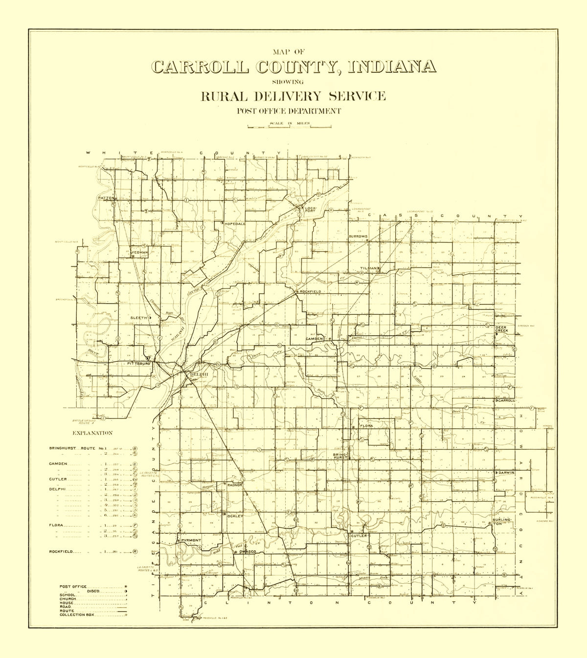 Preview of Vintage Map of Carroll County, Indiana 1910