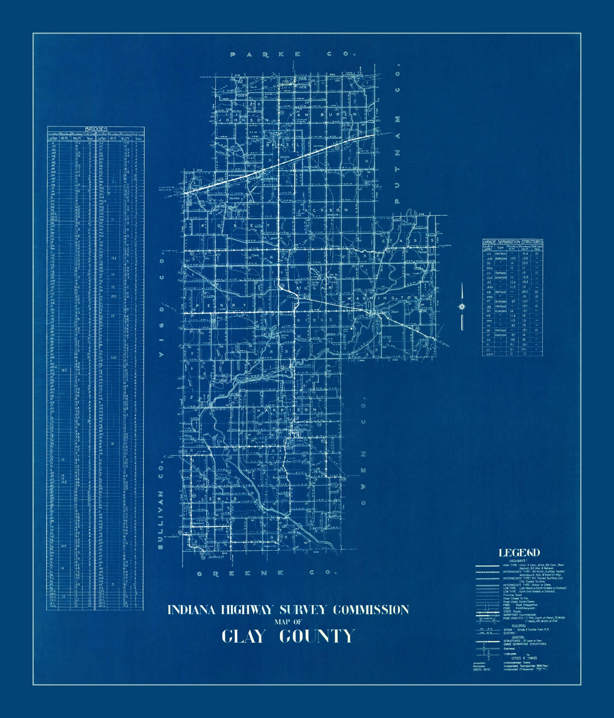 Preview of Vintage Map of Clay County, Indiana 1936