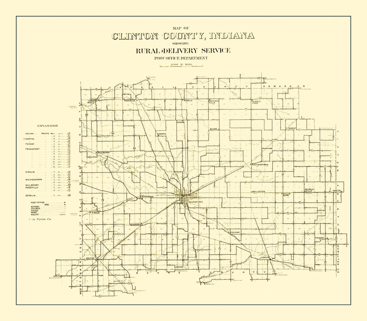Preview of Vintage Map of Clinton County, Indiana 1911