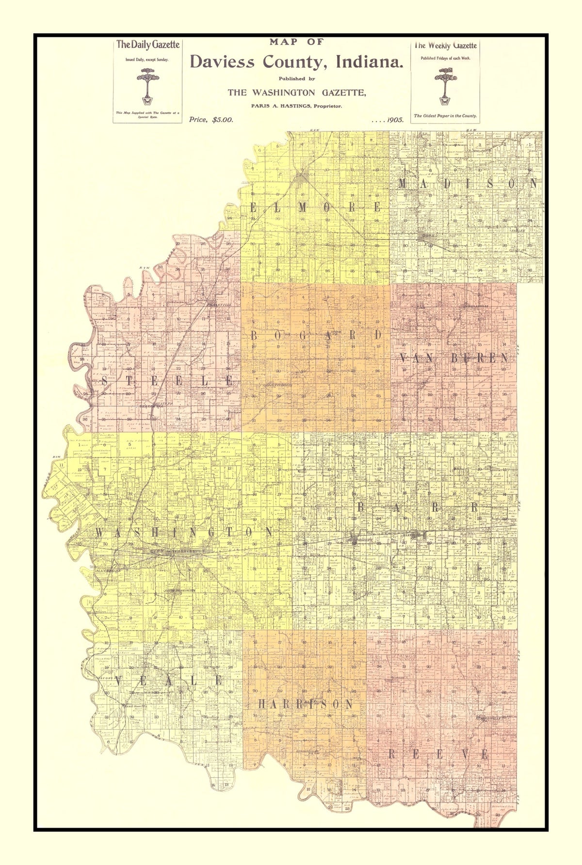 Preview of Vintage Map of Daviess County, Indiana 1905
