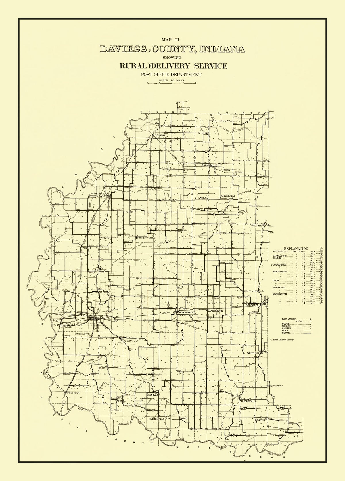 Preview of Vintage Map of Daviess County, Indiana 1910