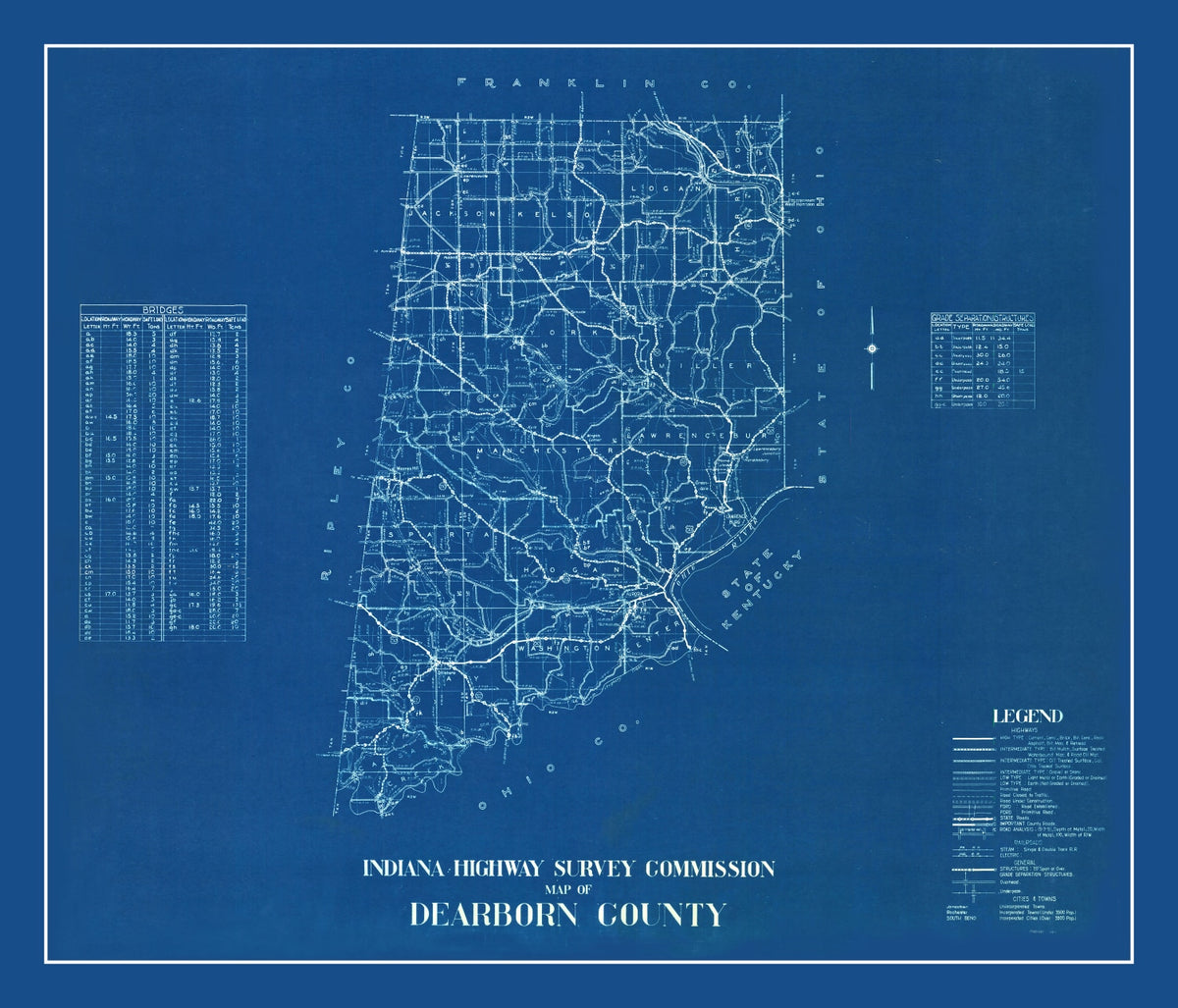 Preview of Vintage Map of Dearborn County, Indiana 1936