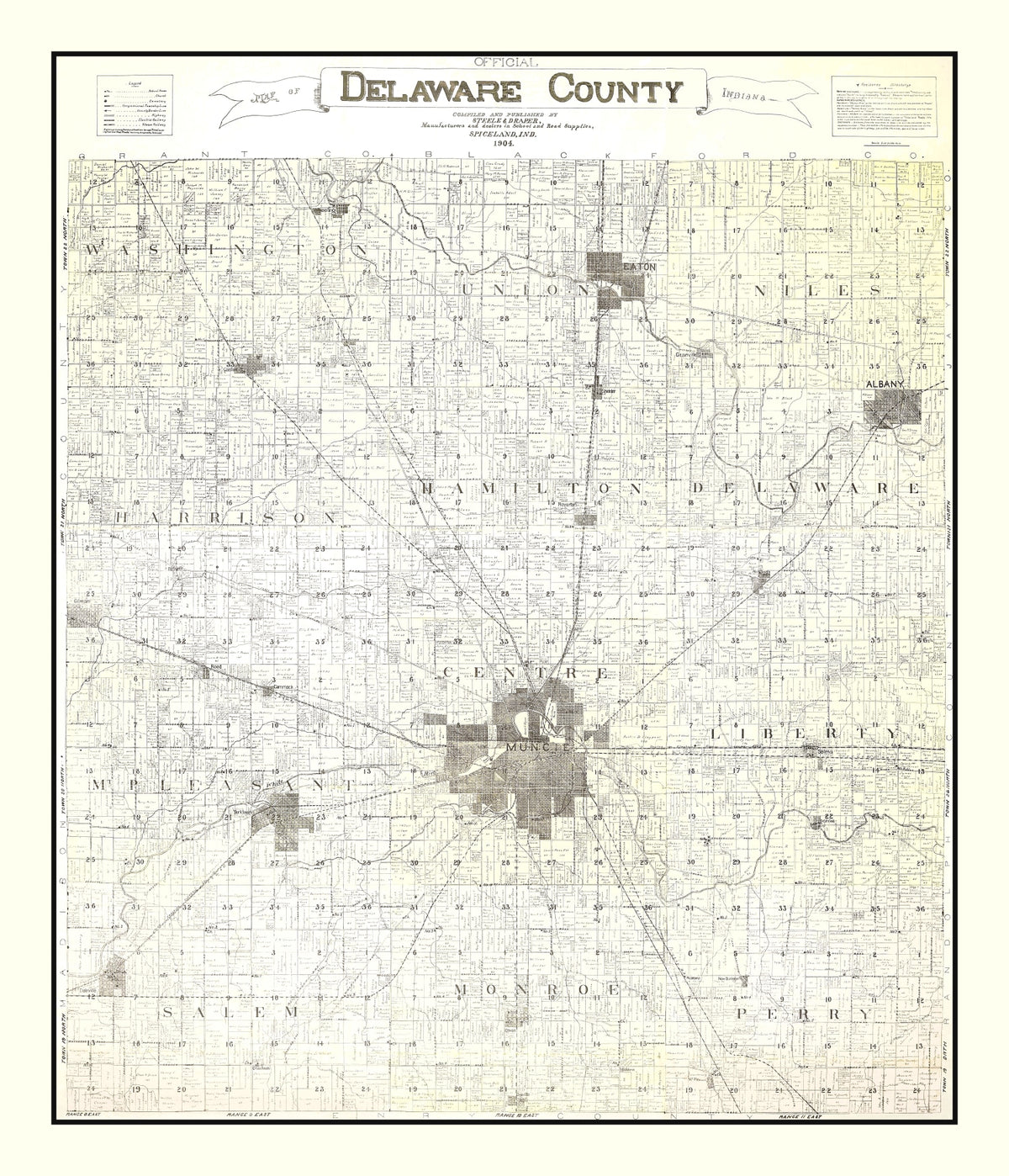Preview of Vintage Map of Delaware County, Indiana 1904