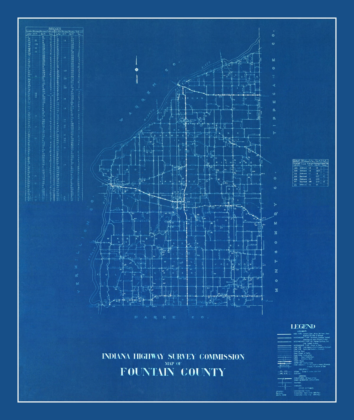 Preview of Vintage Map of Fountain County, Indiana 1936