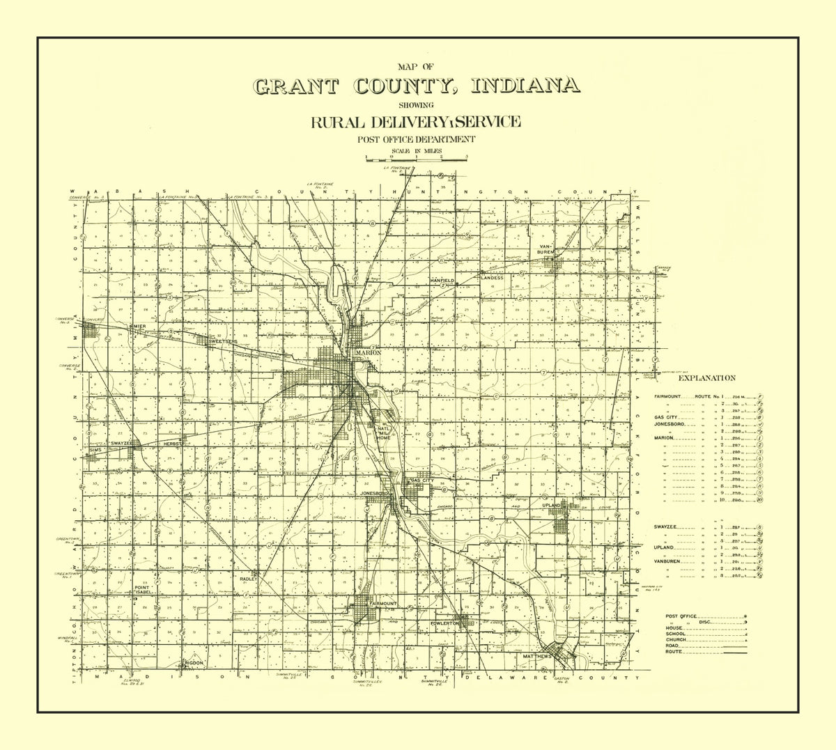 Preview of Vintage Map of Grant County, Indiana 1911