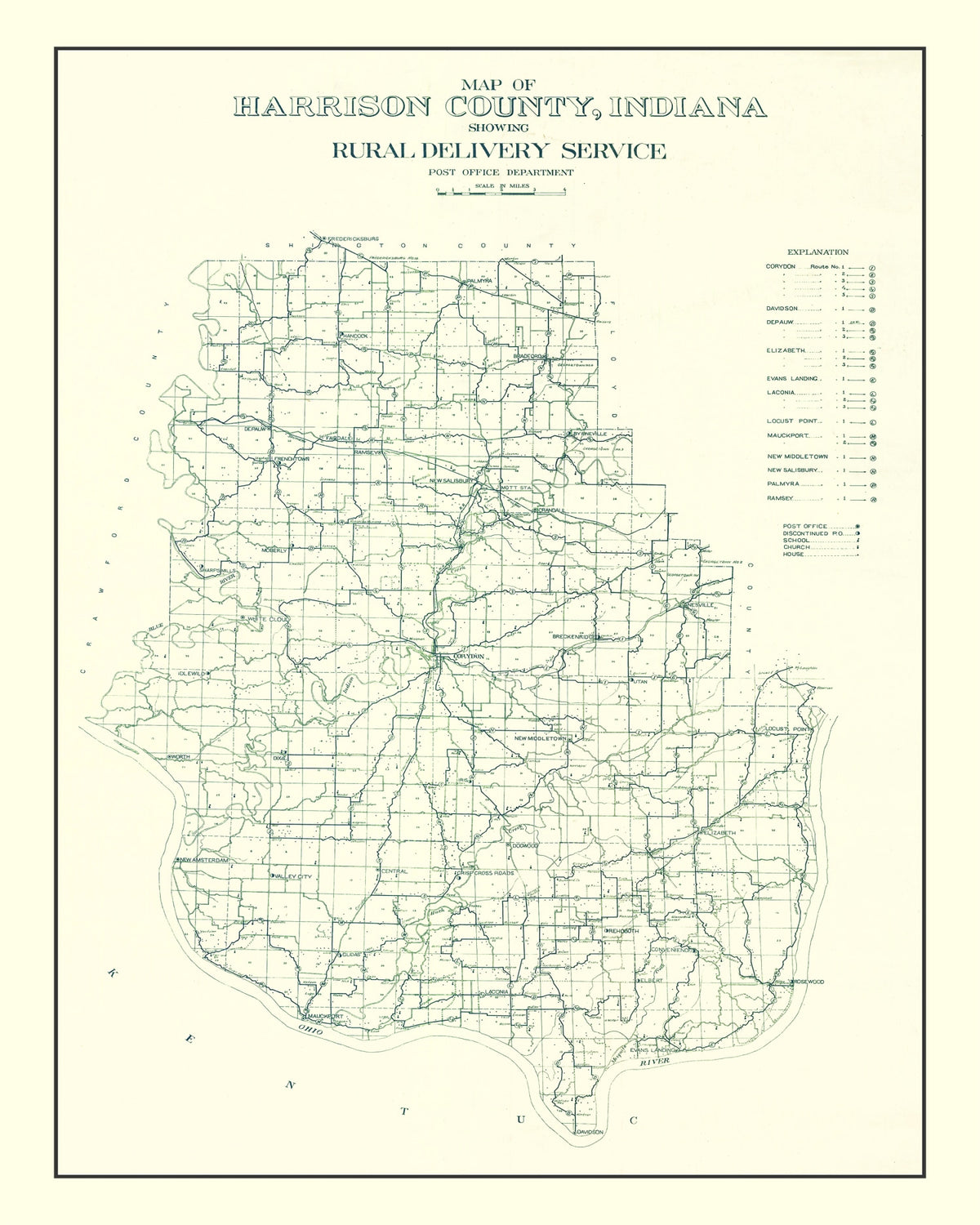 Preview of Vintage Map of Harrison County, Indiana 1909