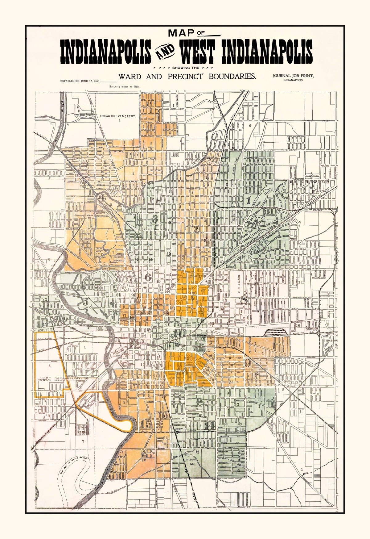 Preview of Vintage Map of Indianapolis, Indiana 1896